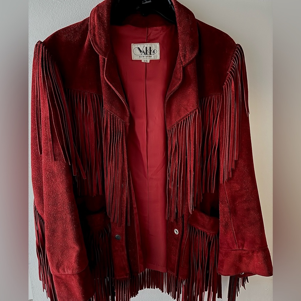 Amazing Vintage red suede fringe jacket - Picture 5 of 5